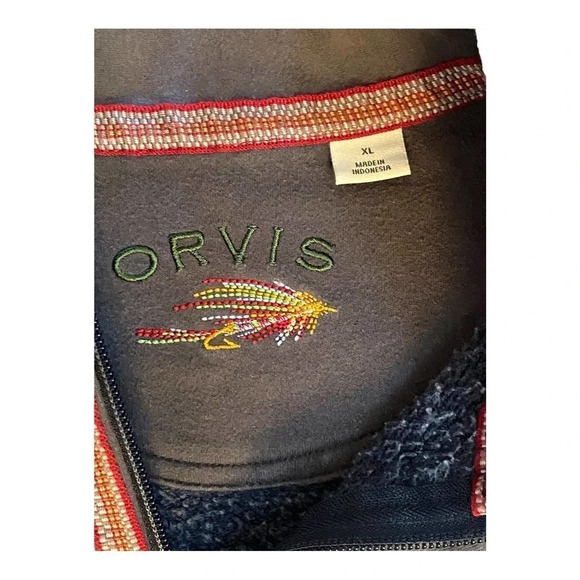 Orvis Long Sleeve Blue Quarter-Zip Snap Closure Warm Sweatshirt Men’s Size XL - Picture 10 of 11